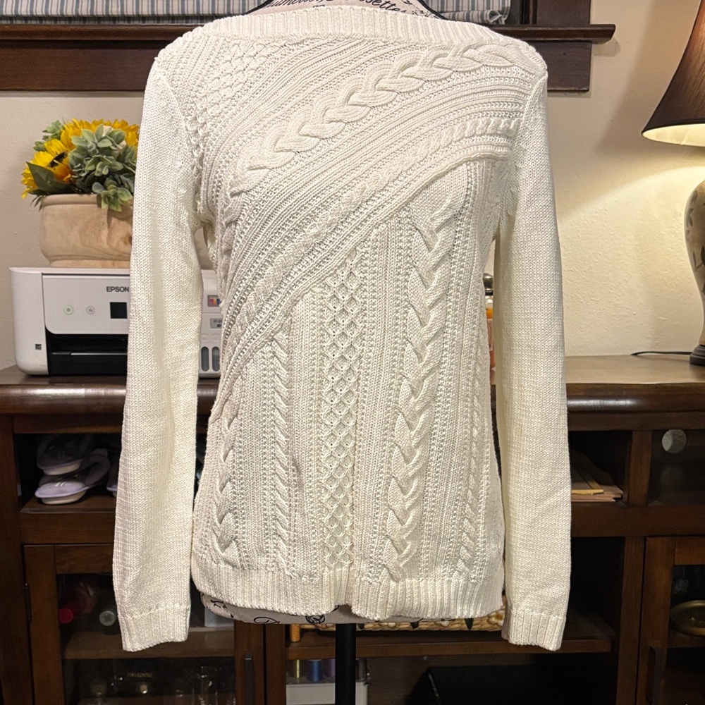 Talbots Cream Cable Knit Sweater